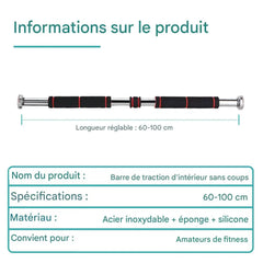 Barre de traction murale extensible avec dimensions réglables et caractéristiques techniques