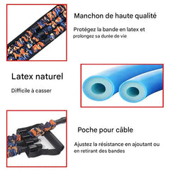 Détails de l’élastique de développé couché ajustable en latex naturel avec manchon de protection et poches pour bandes