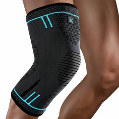 Genouillère de compression portée sur le genou, soutien musculaire et maintien articulaire pour le sport