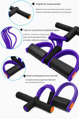 Appareil de fitness à pédales élastiques avec poignées antidérapantes et tubes résistants