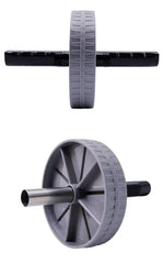 Roue abdominale antidérapante vue de face et de profil avec poignées ergonomiques