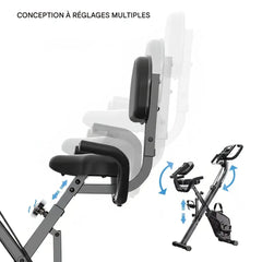 Vélo d’appartement pliable avec conception à réglages multiples pour différentes positions d’entraînement