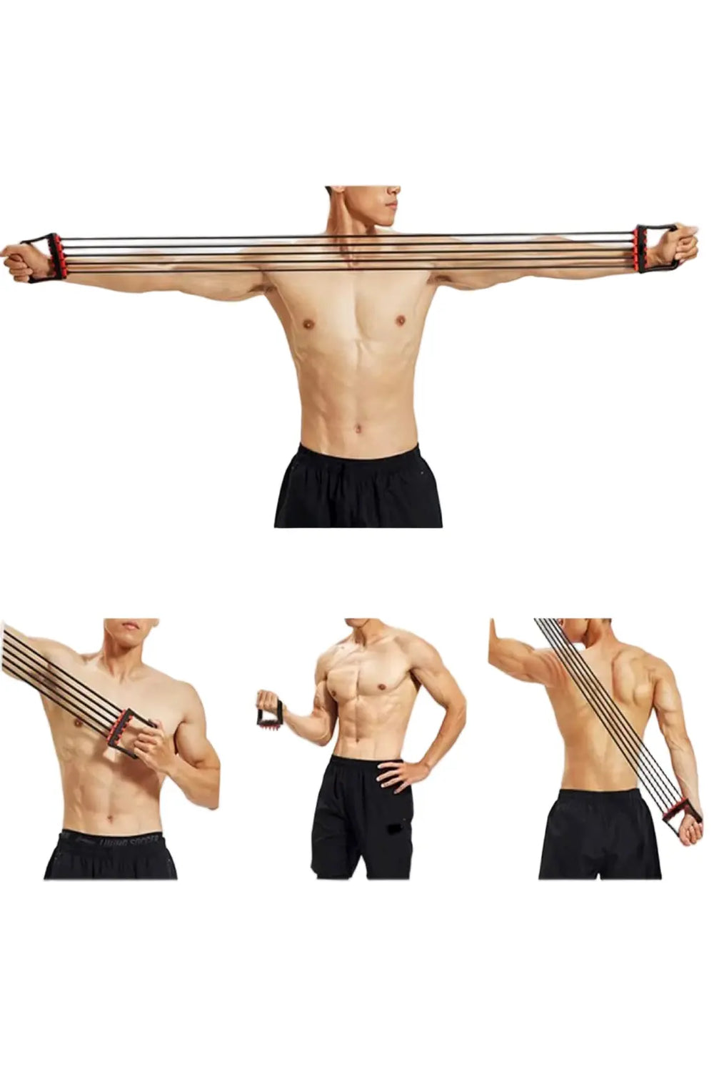 Exercices avec développeur de poitrine à élastiques pour les pectoraux, épaules et bras