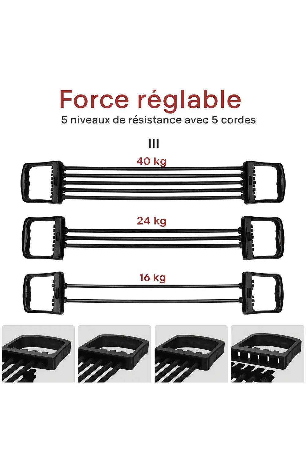 Développeur de poitrine à élastiques avec niveaux de résistance réglables selon l’intensité