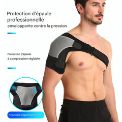Épaulière de maintien avec zones de compression réglables et protection d’épaule professionnelle illustrée