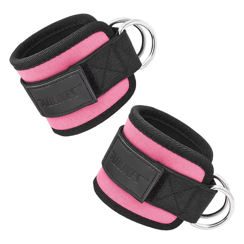 Paires de sangles de cheville roses rembourrées pour exercices des jambes et fessiers