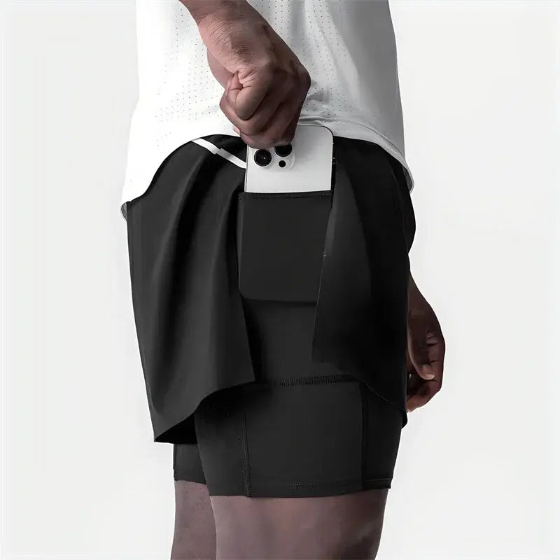 Short de sport homme avec poche intégrée pour téléphone