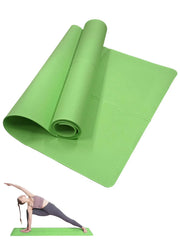 Tapis de yoga antidérapant vert utilisé pour exercices de yoga et étirements